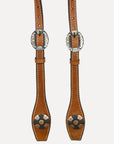 Hilason Western Horse Genuine Leather One Ear Headstall Bridle Engraved GS Concho Chestnut