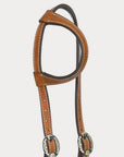 Hilason Western Horse Genuine Leather One Ear Headstall Bridle Engraved GS Concho Chestnut