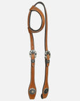 Hilason Western Horse Genuine Leather One Ear Headstall Bridle Engraved GS Concho Chestnut