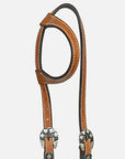 Hilason Western Horse Genuine Leather One Ear Headstall Bridle Engraved GS Concho Chestnut