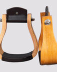 BAR H EQUINE Western Horse Oak Wood Genuine Leather Cover Bell Stirrup Tan