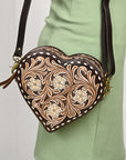 American Darling Canteen Hand Tooled Genuine Leather Women Bag Western Canteen Handbag Purse |