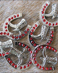 Western Screw Back Concho Red Horseshoe Boots Crystals Headstall Tack
