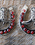 Western Screw Back Concho Red Horseshoe Boots Crystals Headstall Tack