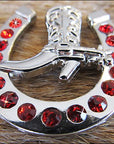 Western Screw Back Concho Red Horseshoe Boots Crystals Headstall Tack