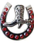 Western Screw Back Concho Red Horseshoe Boots Crystals Headstall Tack
