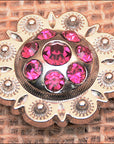 Western Screw Back Conchofuchsia Berry Crystals Headstall Cowgirl 1 In