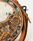 American Darling ADBG1458 Canteen Hand Tooled Hair On Genuine Leather women bag western handbag purse