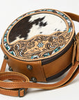 American Darling ADBG1458 Canteen Hand Tooled Hair On Genuine Leather women bag western handbag purse