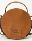 American Darling ADBG1458 Canteen Hand Tooled Hair On Genuine Leather women bag western handbag purse