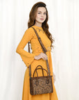 American Darling Adbg1459 Tote Hand Tooled Genuine Leather Women Bag Western Handbag Purse