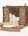 American Darling ADBG1460 Cross Body Hand Tooled Hair On Genuine Leather women bag western handbag purse