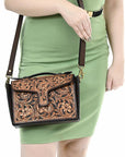 American Darling Adbga557 Cross Body I Hand Tooled Genuine Leather Women Bag Western Handbag Purse