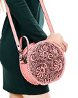 American Darling Canteen Hand Tooled Genuine Leather Women Bag Western Handbag Purse