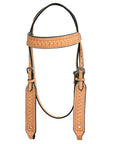 HILASON Western Horse Genuine American Leather Headstall & Breast Collar Set Tan