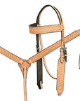 HILASON Western Horse Genuine American Leather Headstall & Breast Collar Set Tan