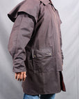 HILASON Outerwear Short Length Lightweight Waterproof Oilskin Duster Coat Rain Jacket Brown
