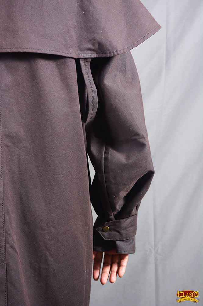 HILASON Outerwear Short Length Lightweight Waterproof Oilskin Duster Coat Rain Jacket Brown