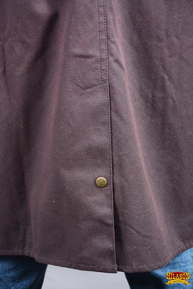 HILASON Outerwear Short Length Lightweight Waterproof Oilskin Duster Coat Rain Jacket Brown