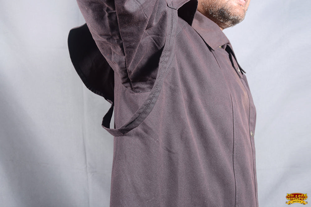 HILASON Outerwear Short Length Lightweight Waterproof Oilskin Duster Coat Rain Jacket Brown