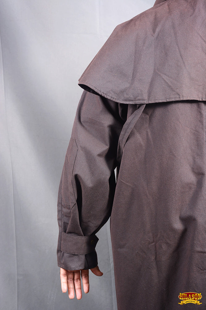HILASON Outerwear Short Length Lightweight Waterproof Oilskin Duster Coat Rain Jacket Brown