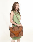 American Darling ADBG1183 Hand Tooled Crocodile Embossed Genuine Leather Women Bag Western Handbag Purse
