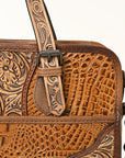 American Darling ADBG1183 Hand Tooled Crocodile Embossed Genuine Leather Women Bag Western Handbag Purse