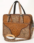 American Darling ADBG1183 Hand Tooled Crocodile Embossed Genuine Leather Women Bag Western Handbag Purse