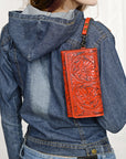 American Darling Clutch Hand Tooled Genuine Leather women bag western handbag purse