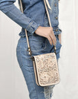 American Darling Cell Phone Holder Hand Tooled Genuine Leather women bag western handbag purse