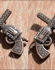 Western Screw Back Concho One Piece Crystal Bling Cross Pistol Saddle