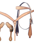 Bar H Equine Leather Horse Headstall Breast Collar & One Ear Headstall Tan