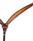 Bar H Equine Leather Horse Headstall Breast Collar & One Ear Headstall Tan