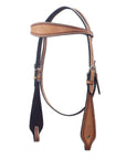 Bar H Equine Leather Horse Headstall Breast Collar & One Ear Headstall Tan