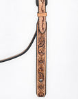 Bar H Equine Western Horse Genuine Leather Floral Carved Tack Set Tan