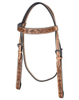 Bar H Equine Western Horse Genuine Leather Floral Carved Tack Set Tan