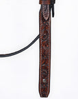 Bar H Equine Horse Genuine Leather Floral Carved Tack Set Dark Brown