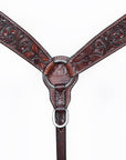 Bar H Equine Horse Genuine Leather Floral Carved Tack Set Dark Brown