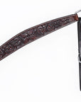Bar H Equine Horse Genuine Leather Floral Carved Tack Set Dark Brown