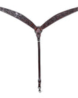 Bar H Equine Horse Genuine Leather Floral Carved Tack Set Dark Brown