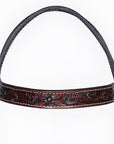 Bar H Equine Horse Genuine Leather Floral Carved Tack Set Dark Brown