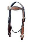 Bar H Equine Western Leather Horse Tack Set Basket Weave Carved Brown