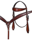 Bar H Equine Western Leather Headstall & Breast Collar Dark Brown