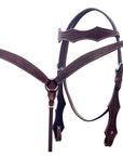 Bar H Equine Western Leather Headstall & Breast Collar Basket Weave Dark Brown