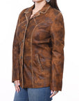 ADJKTLTR01 Genuine Vintage leather Women shirt jacket dress ladies girl