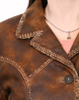 ADJKTLTR01 Genuine Vintage leather Women shirt jacket dress ladies girl