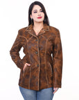 ADJKTLTR01 Genuine Vintage leather Women shirt jacket dress ladies girl