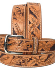 BAR H EQUINE Western Genuine Leather Men And Women Belt Floral