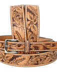 BAR H EQUINE Western Genuine Leather Men And Women Belt Floral