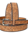 BAR H EQUINE Western Genuine Leather Men And Women Belt Floral